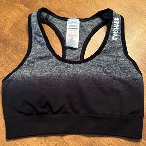 Gymshark Adapt Black and Gray Ombré Padded Racerback Sports Bra Top